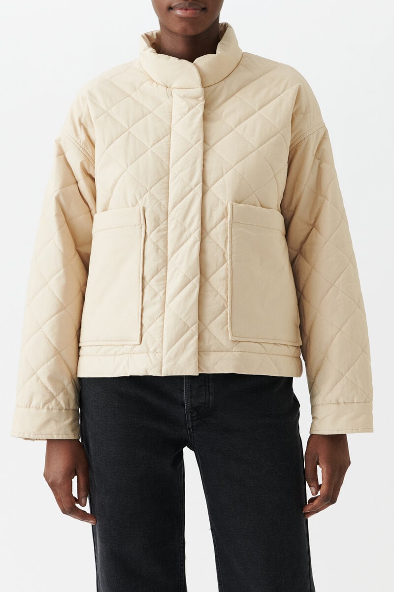 beige down jacket