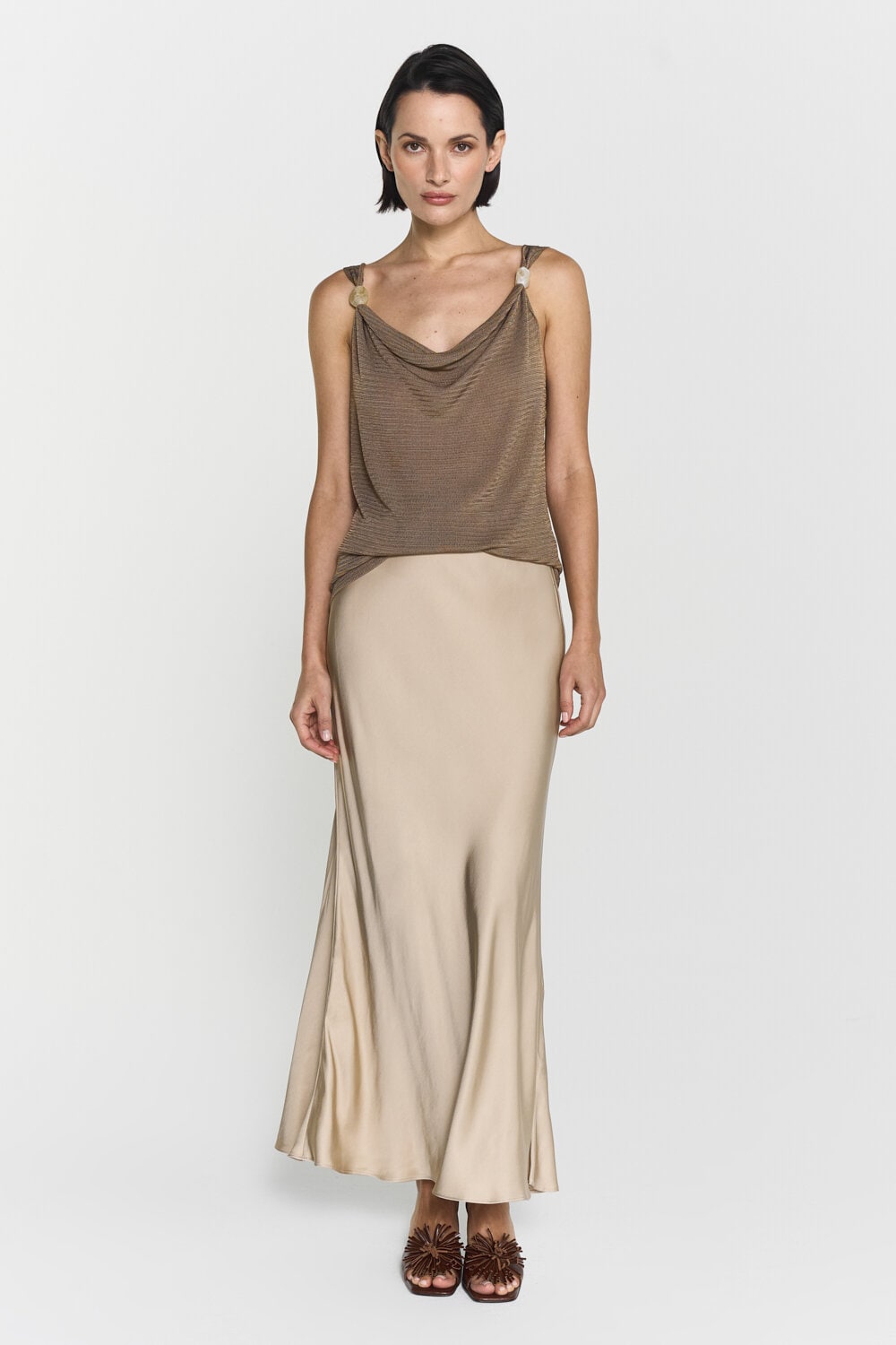 Nilea Satin Midi Skirt