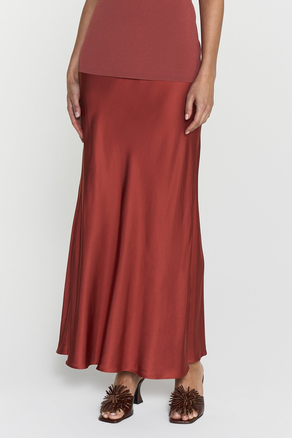 Nilea Satin Midi Skirt