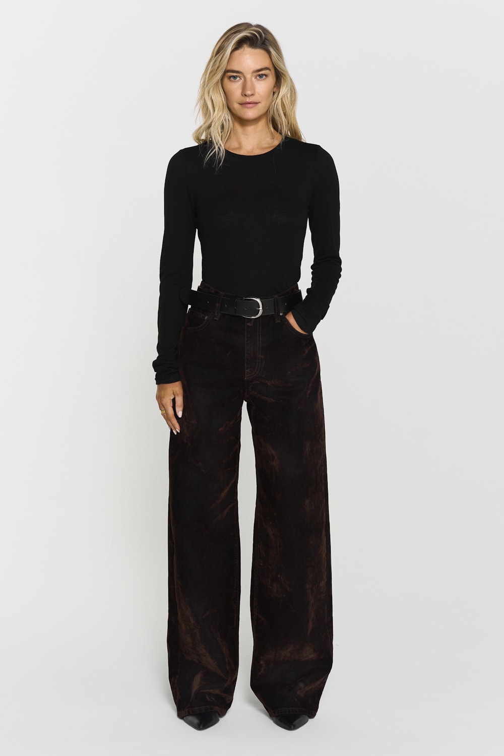 Turid Flocked Denim Jeans