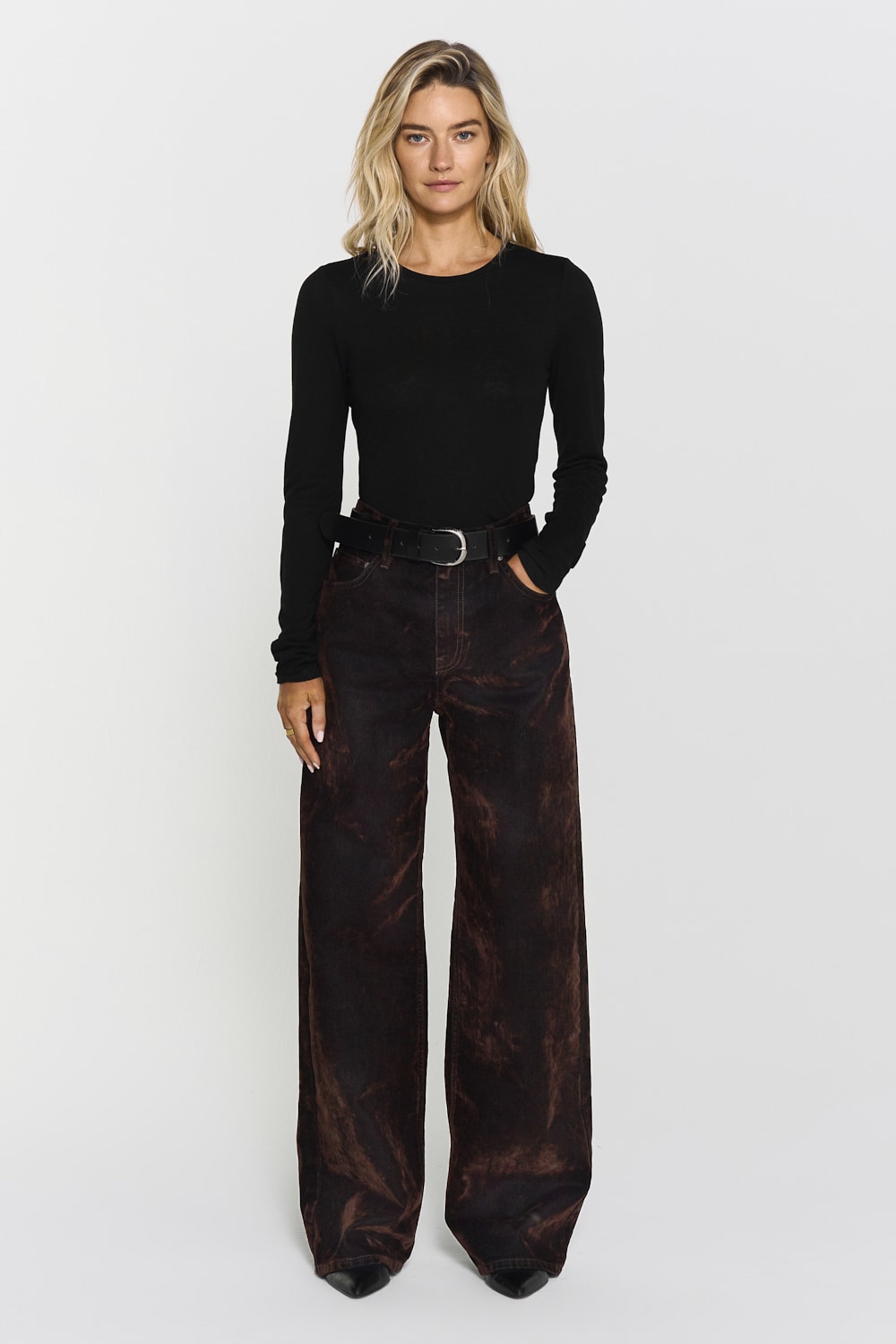 Turid Flocked Denim Jeans
