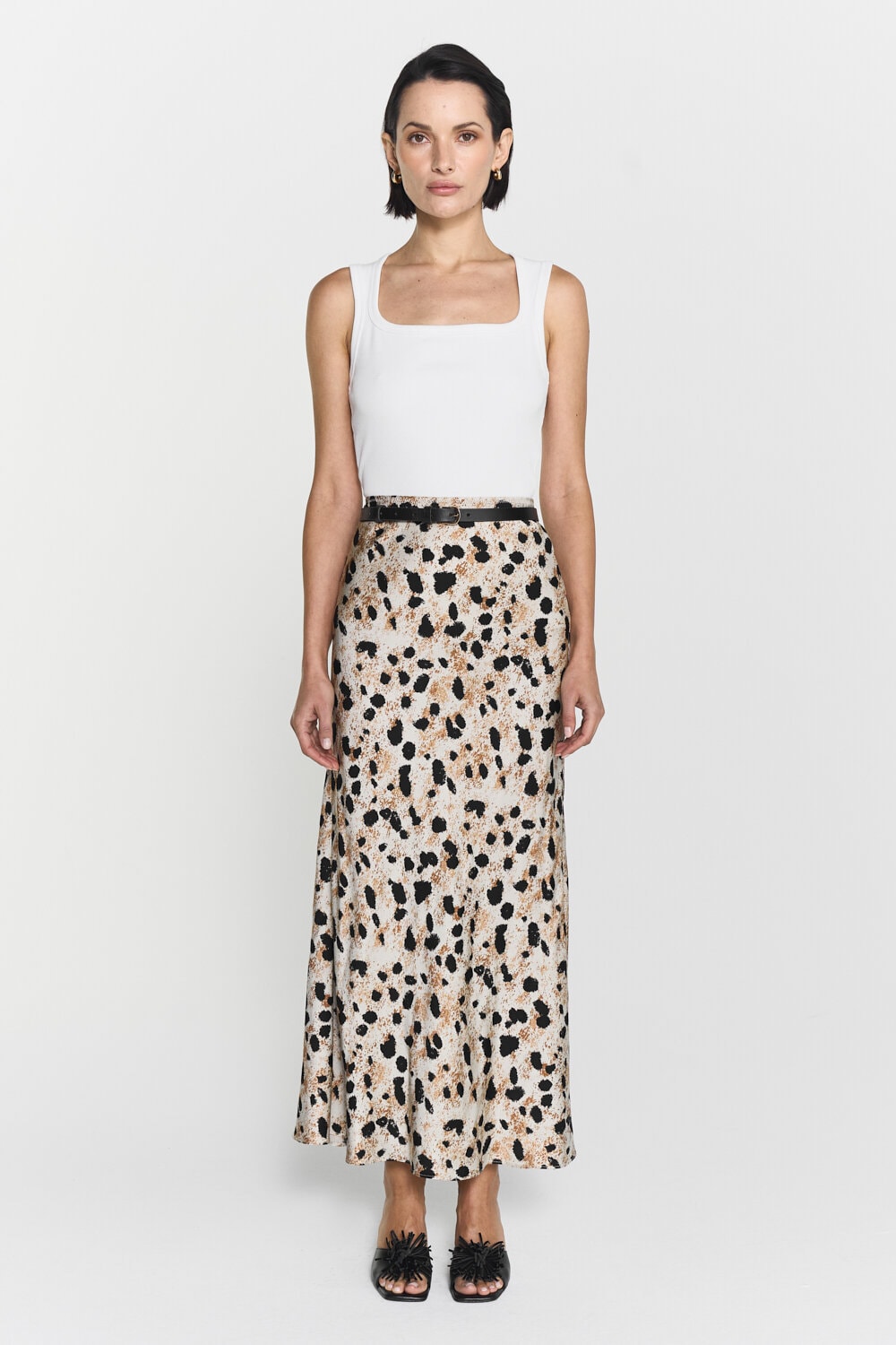 Nilea Satin Midi Skirt