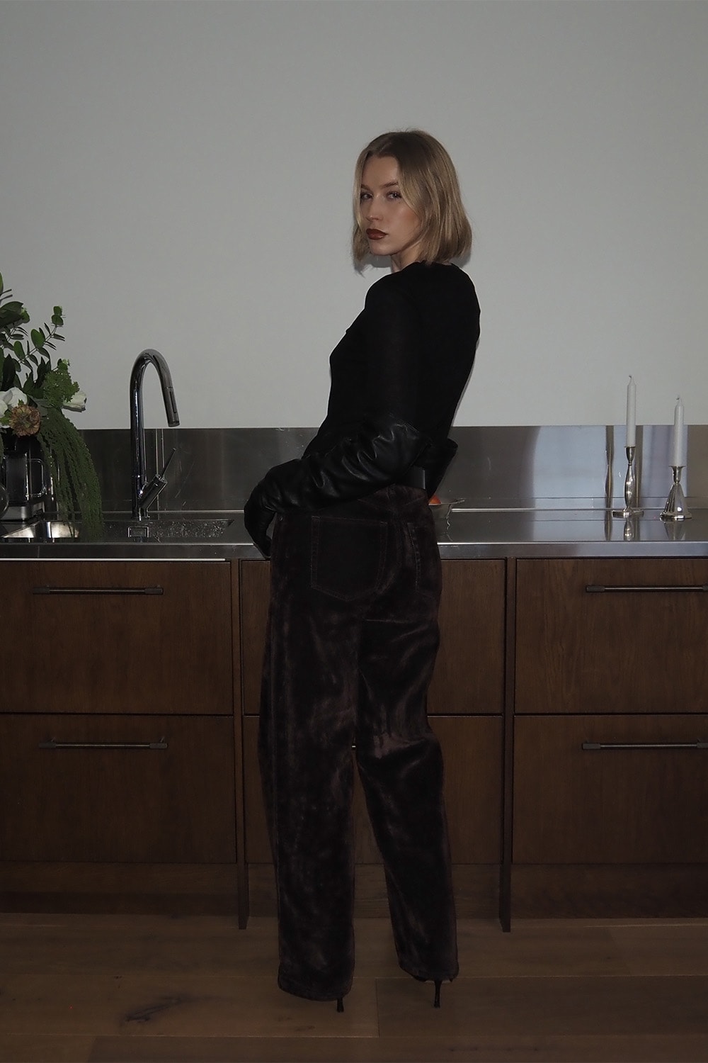 Turid Flocked Denim Jeans