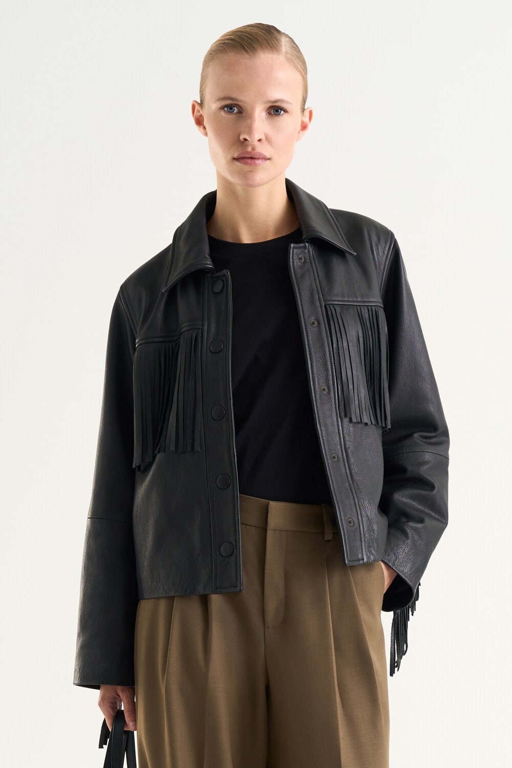 Dione Fringe Leather Jacket