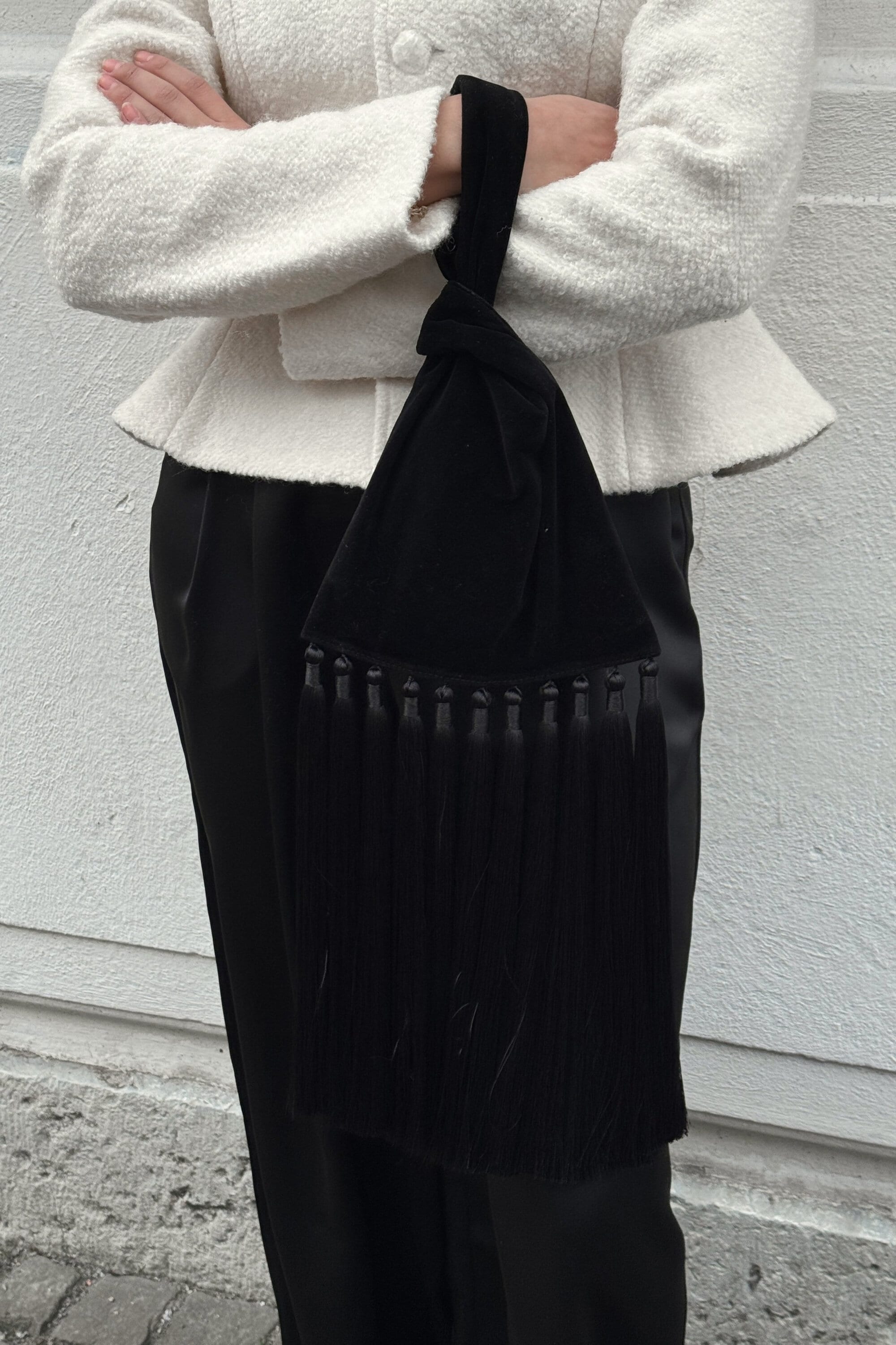 Solene Velvet Fringe Bag