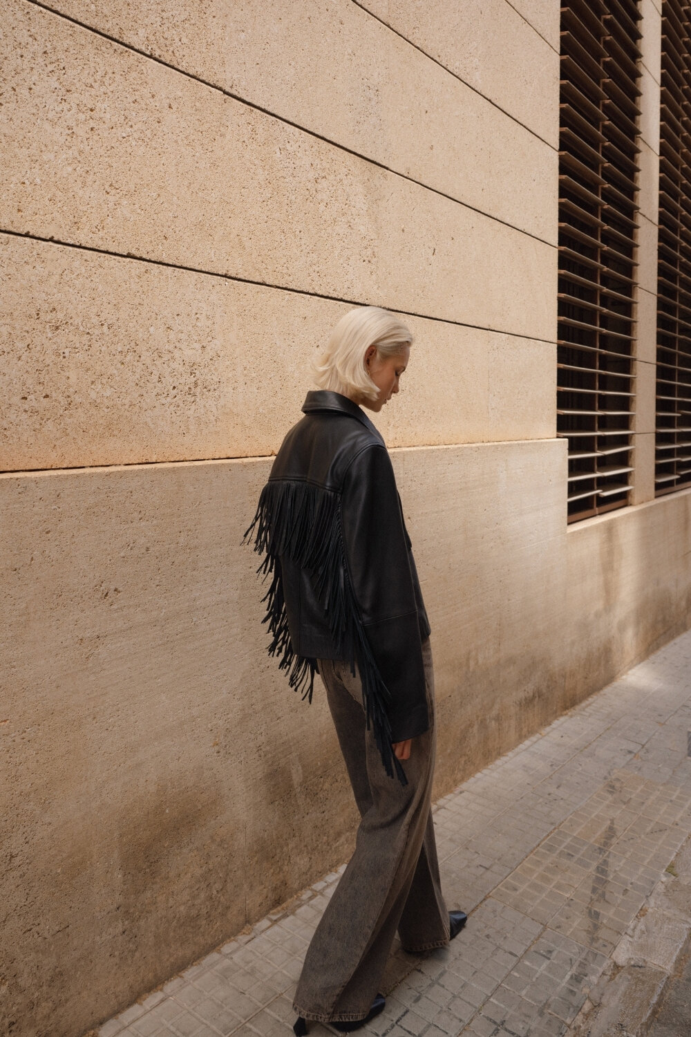 Dione Fringe Leather Jacket