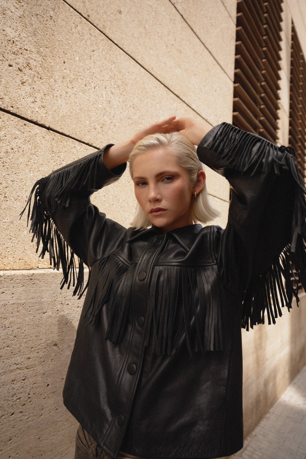 Dione Fringe Leather Jacket